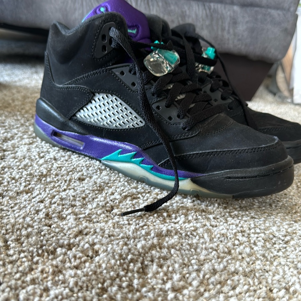 Jordan 5 Black Purple and Teal
